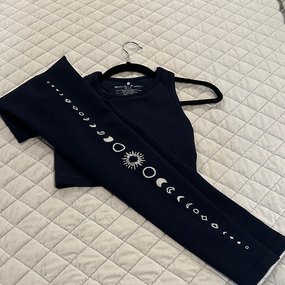 Spiritual Gangster Navy Blue 2 Piece set ~ Crop Top & Leggings